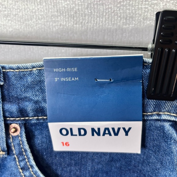 Old Navy High Rise Adjustable Waist Shorts Womens 16 Plus size Blue Denim 2368 - Picture 2 of 9